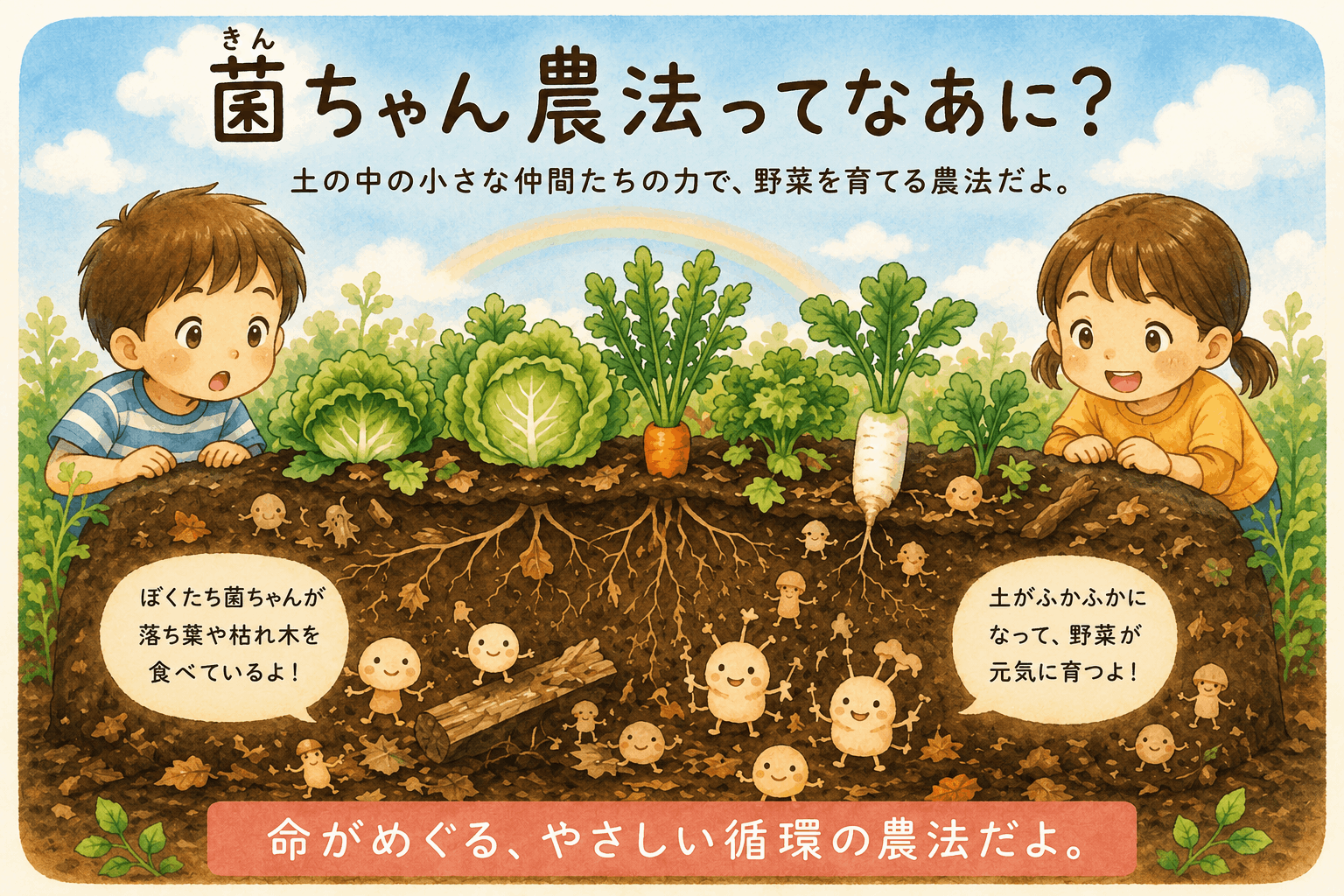 広島菌ちゃん農園は、菌ちゃんの力で土を再生し、子どもたちと未来の